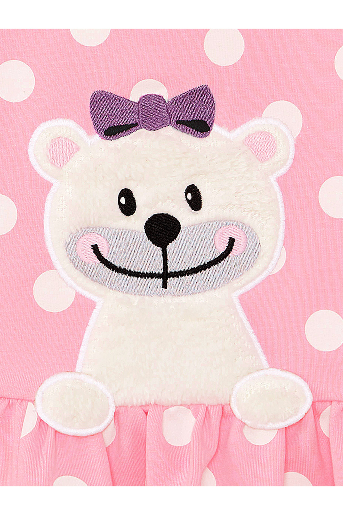 Denokids Ayıcık Kız Bebek Puantiyeli Pembe Elbise fotoğrafı 6 (önizleme)