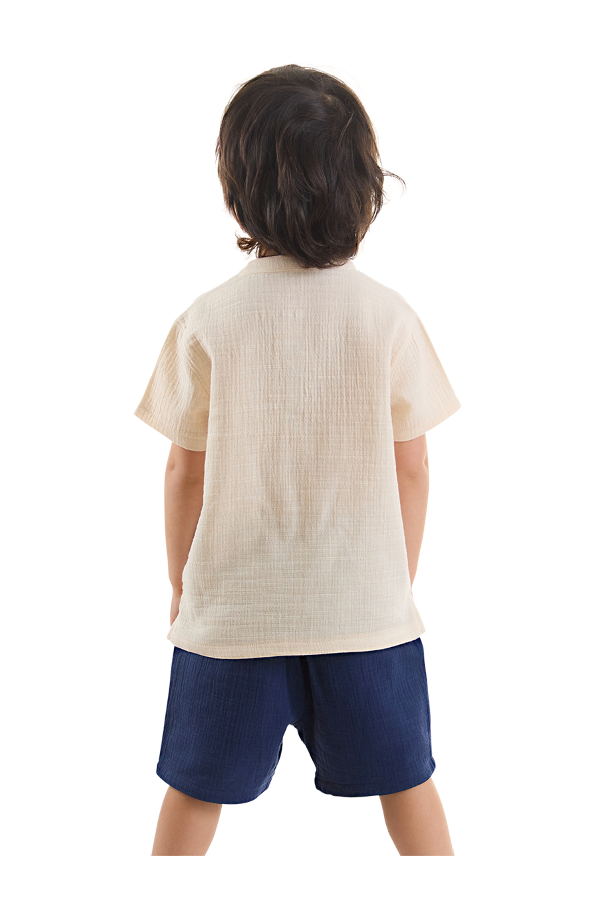 Denokids Erkek Bebek Çocuk Yazlık Müslin Şort Gömlek Takım fotoğrafı 3 (önizleme)