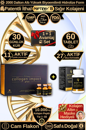 Dr.Sammy's Quarine Saç Vitamini + Collagen Impact Plus Avantaj Set (1 Aylık T...