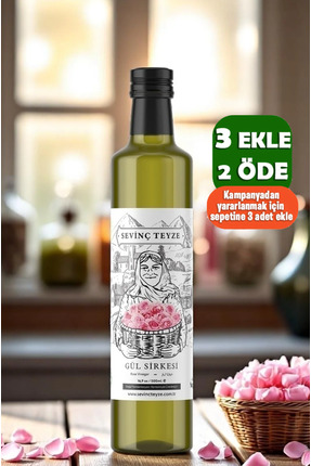 Organik Teyze Sevinç Teyze Doğal Fermantasyon Gül Sirkesi, Rose Vinegar 500ml