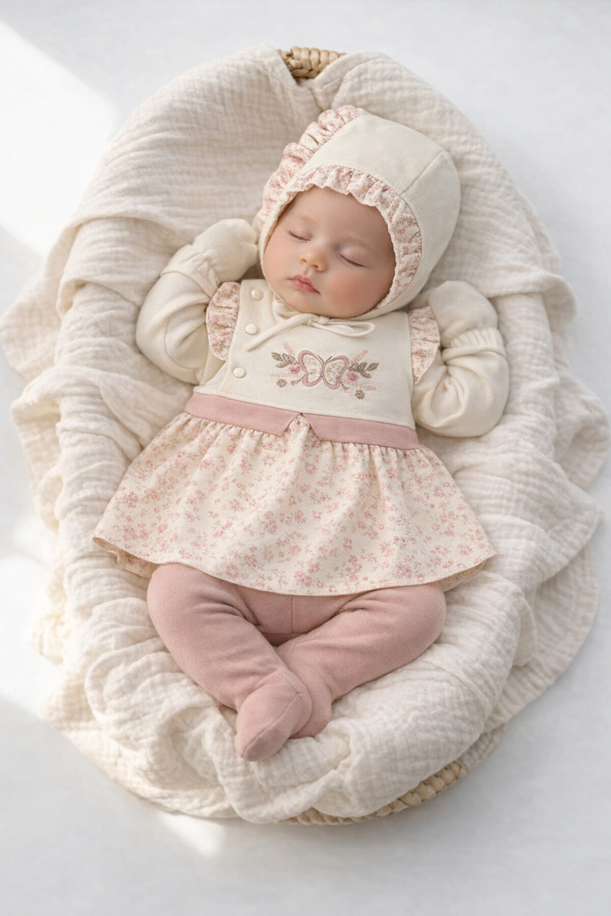 VERONA TARZ Kız Bebek Kutulu Kelebekli 5li Hastane Çıkış Seti 50-56cm Lüx Pamuklu fotoğrafı 2 (önizleme)