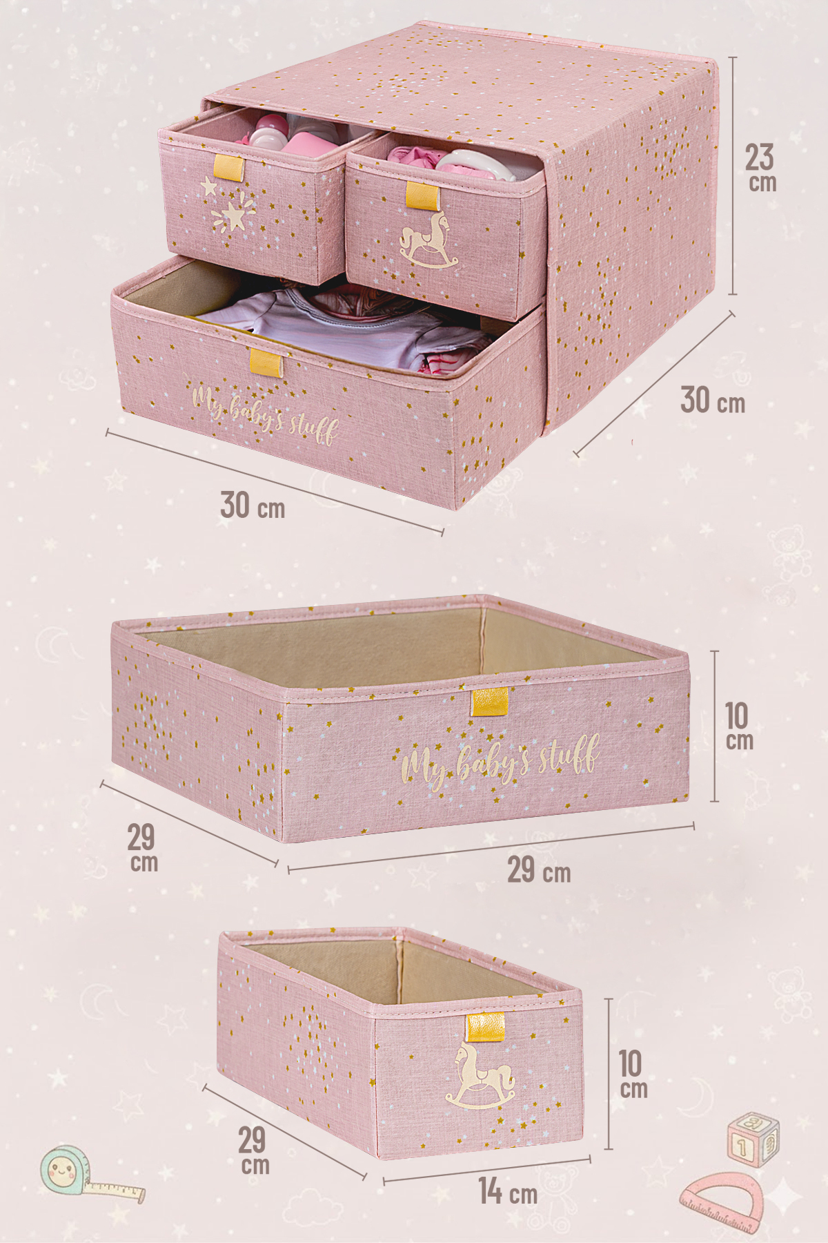 Helen's Home 2 Katlı 3 Gözlü Dolap Içi Düzenleyici Çekmece Içi Dolap Bebek Odası Düzenleyici Organizer fotoğrafı 2 (önizleme)