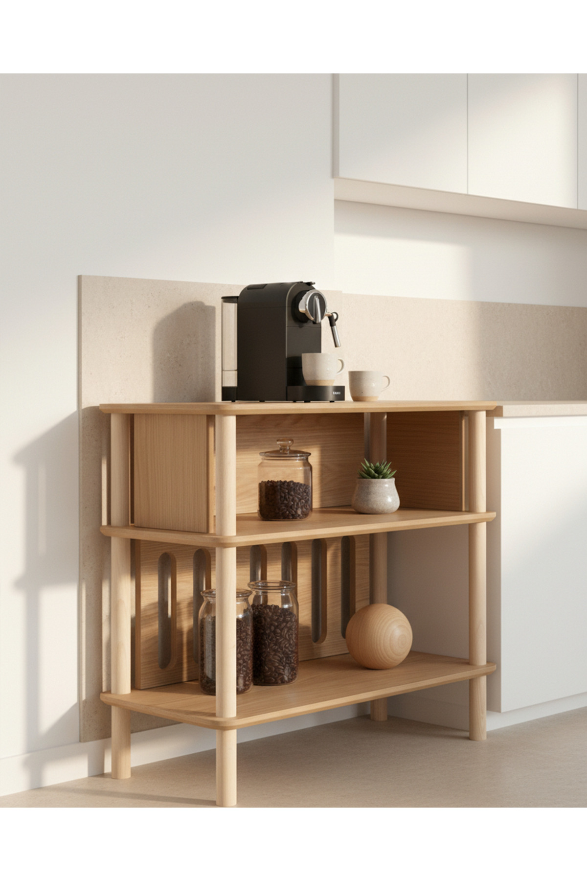 Forte Multi-Purpose Coffee Cabinet: Aesthetic And Functionality With Minimalist Mdf And Wood Design 73cm