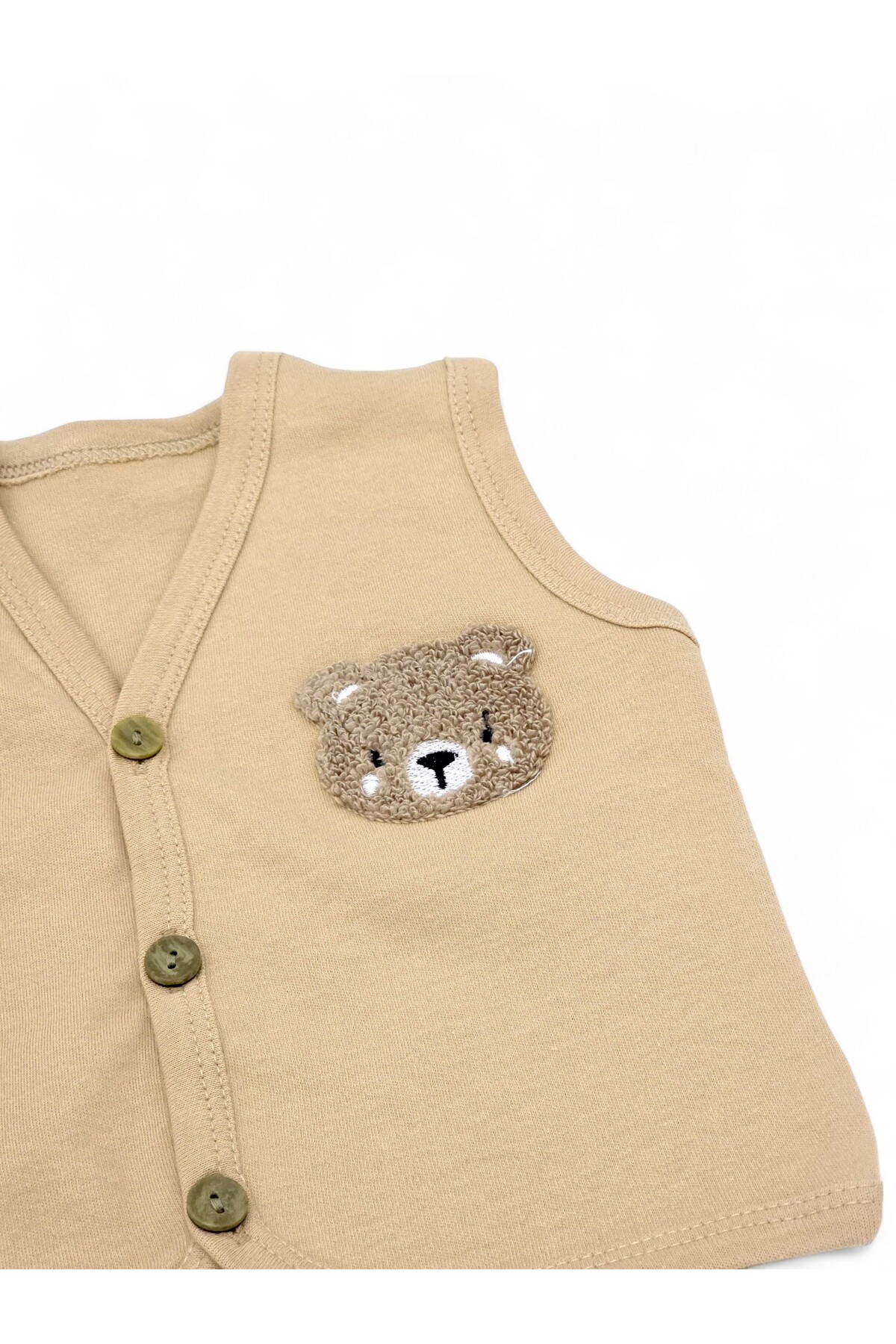 Ege Bebek ERKEK BEBEK AYICIK NAKIŞLI DÜĞMELİ MEVSİMLİK 3-6-9-12-18-24 AY PENYE YELEK fotoğrafı 6 (önizleme)