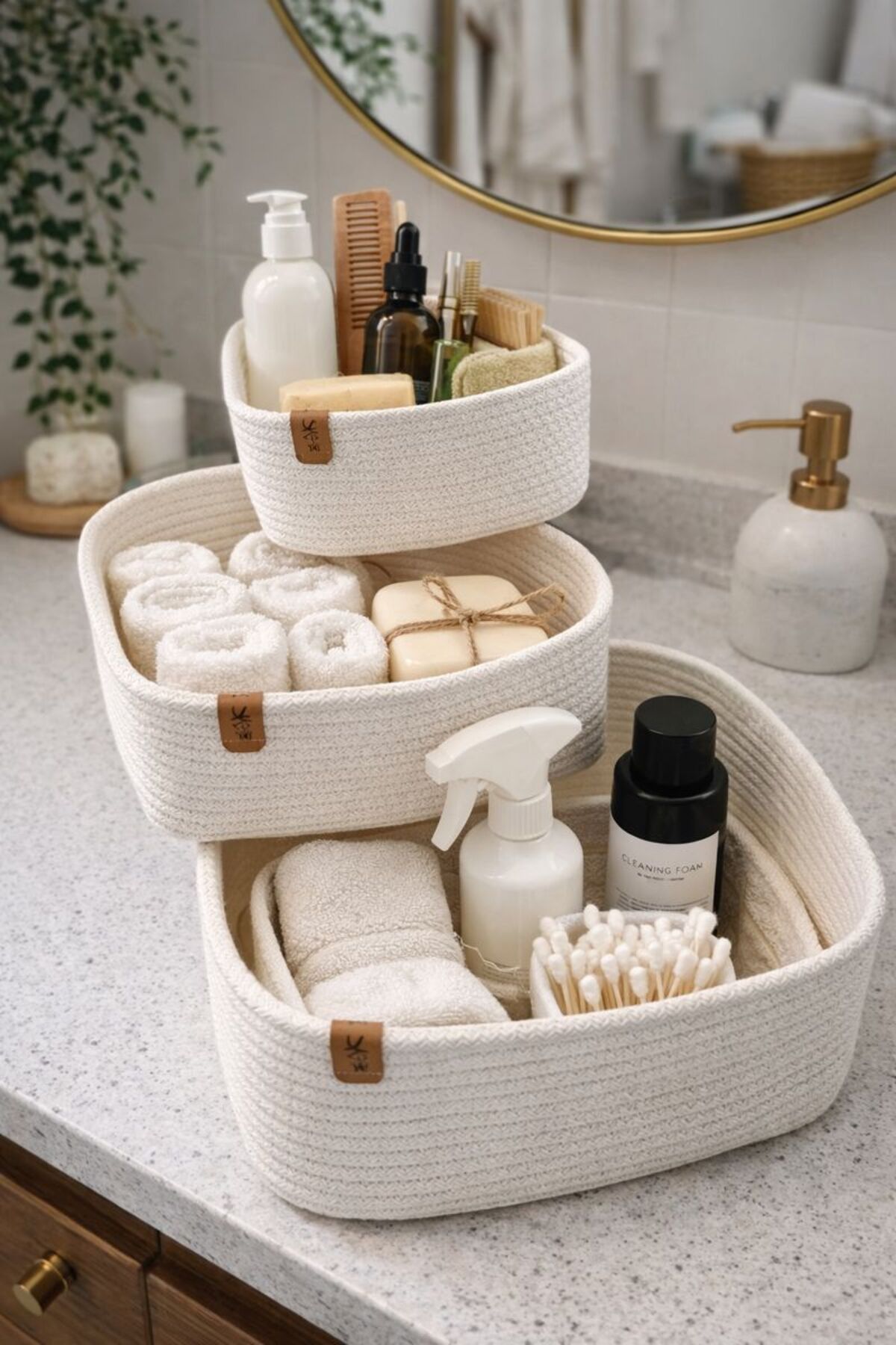 3-Piece Square Decorative Wicker Basket