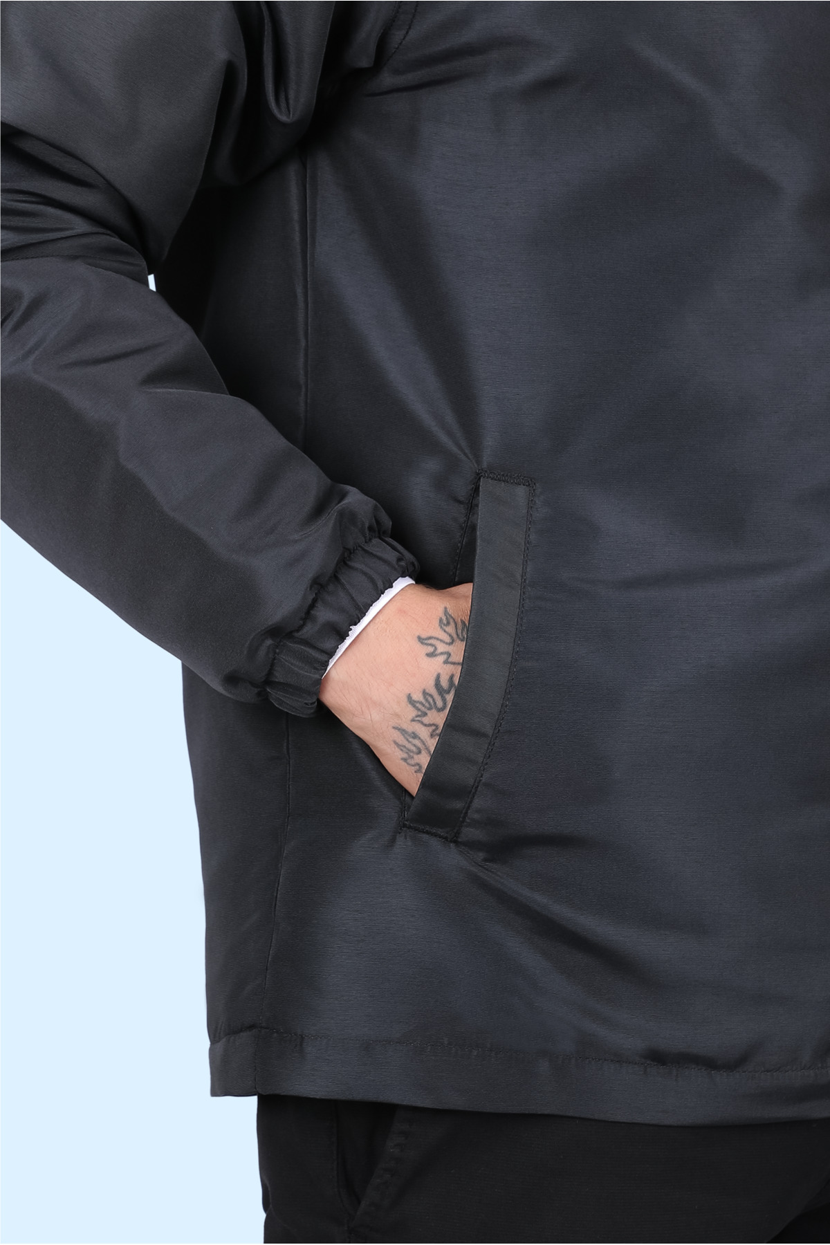 Hamera  Su Ve Rüzgar Geçirmez Siyah Erkek Ceket Mont - Görsel 6