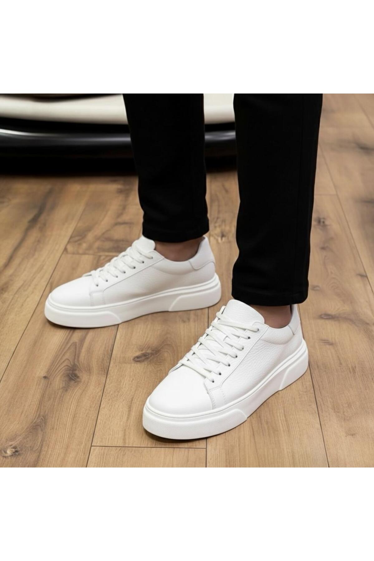 Taşpınar Ayakkabı  %100 Hakiki Deri Ortopedik Hafif Erkek Rahat Günlük Hafif Terletmez Büyük Numara Sneaker Ayk. 37-50