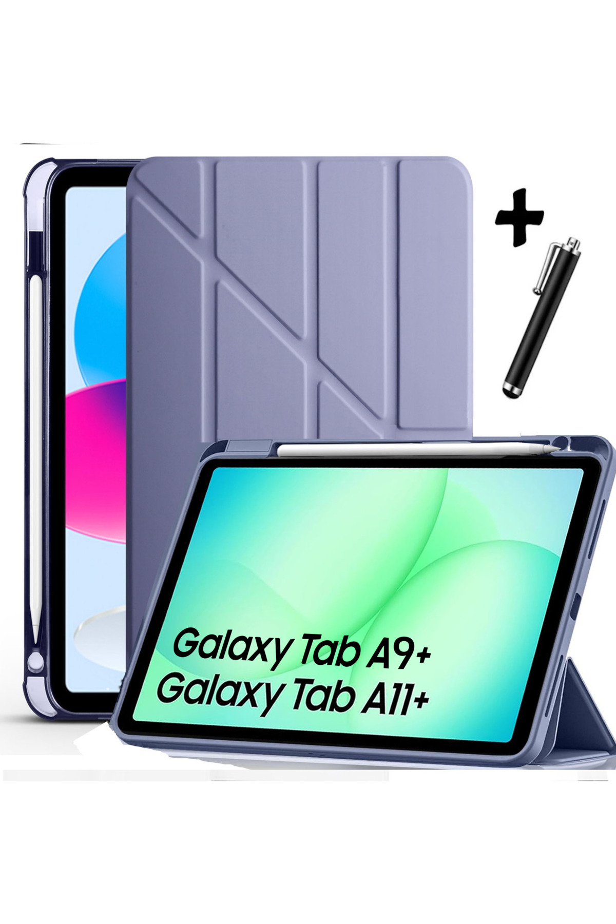 Galaxy Tab A11 Plus/A9 Plus 11 Inch Compatible Case Pencil Compartment Sleep Mode Silicone Cover Sm-x230