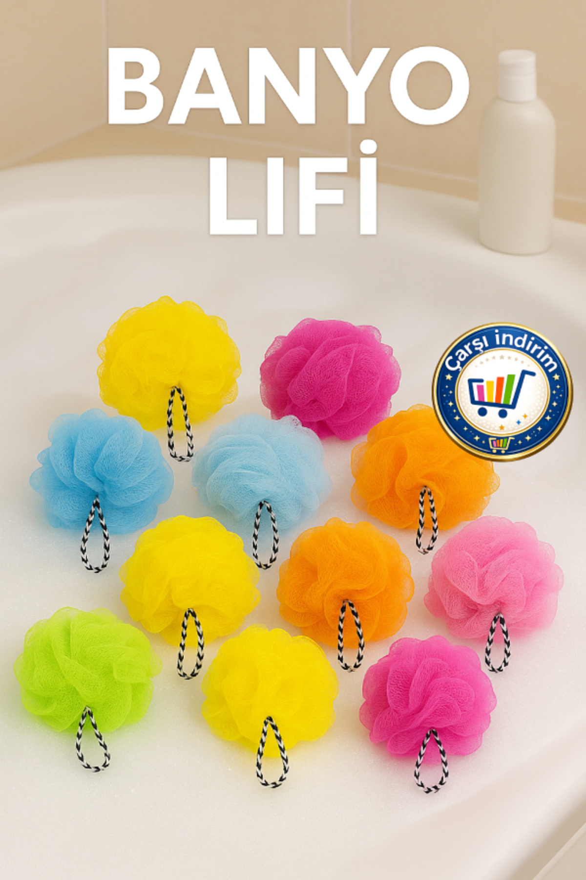 nistabolje Banyo Lifi Vücut Duş Kesesi Top Lif Orta Boy