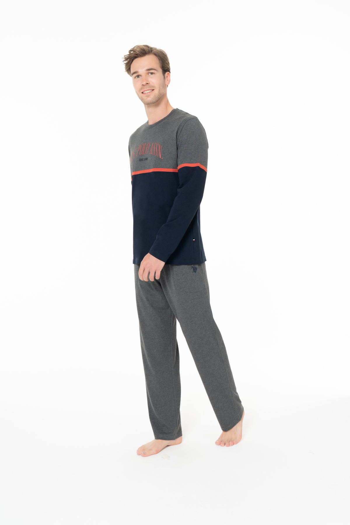 یو اس پولو ست لباس خواب مردانه نخی دارای مجوز 18952-NAVY-M