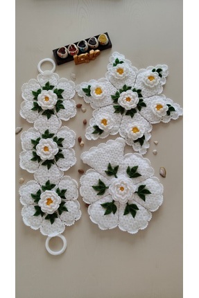 Meyra Home Çeyizlik Hediyelik El Örgüsü Karçiçeği Model 3'lü Lif Seti