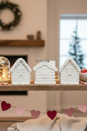 Arteliss 3'lü Dekoratif Kış Evleri Seti | Kış Evi Obje | Kış Konsepti Biblo