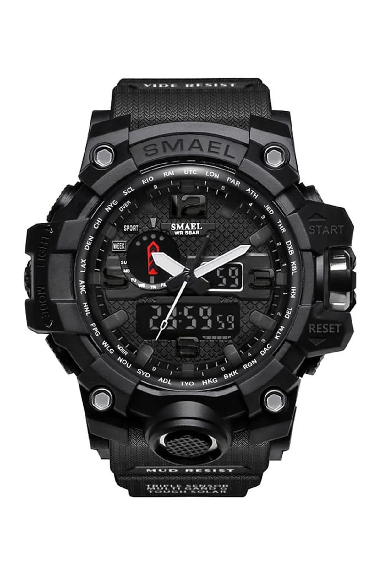 SMAEL Erkek Kol Saati Analog Dijital Spor Moda Trend Saat Siyah Renk 1545