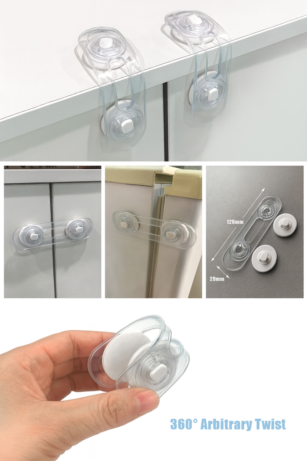 WAPPA 4 ADET Dolap Kilidi Çocuk Bebek Güvenliği Emniyet Kilidi Çok Amaçlı Kilit Çekmece Dolap Kilidi fotoğrafı 3 (önizleme)