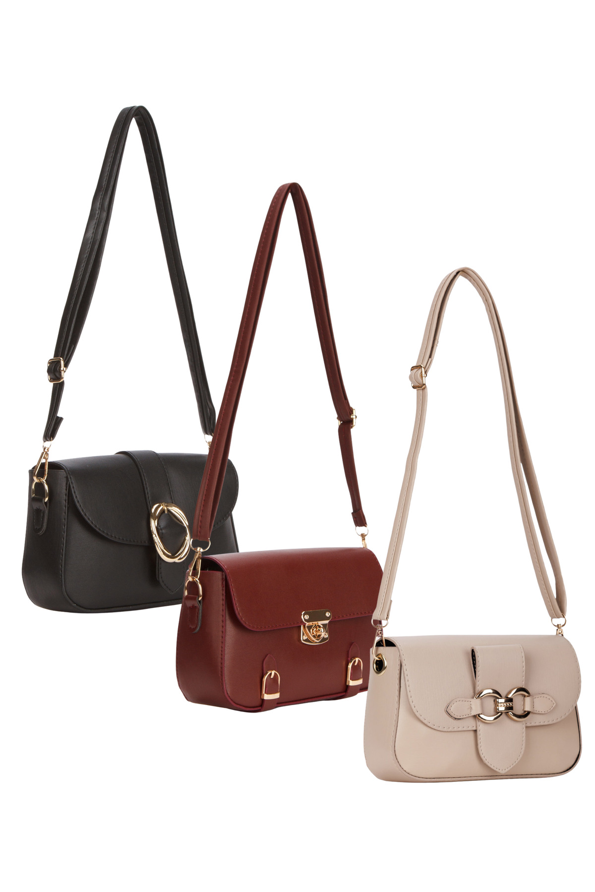 Adelina Bags Női 3 részes táska csomag, keresztpántos válltáska, három darab