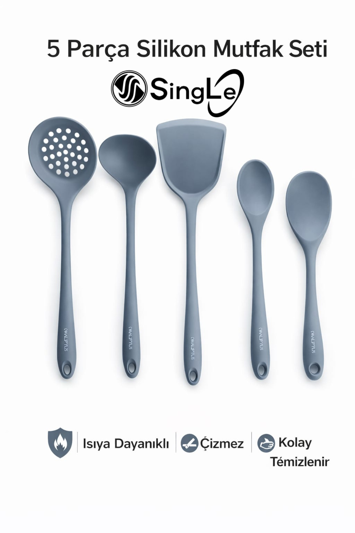 5-Piece Hard-Tipped Heat Resistant Spatula-Colander-Rice-Ladle-Deep Spoon Set
