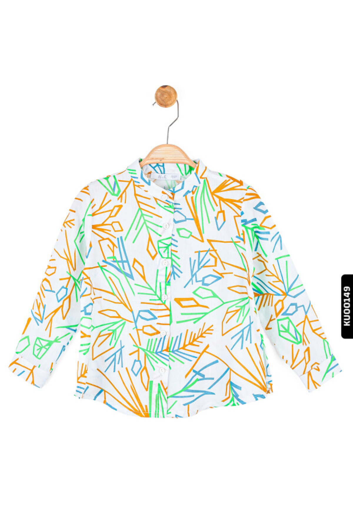 Nk Kids Düğmeli Dik Yakalı Geometrik Desenli Kız Çocuk Gömlek 4-8 Yaş 36509 fotoğrafı 2 (önizleme)