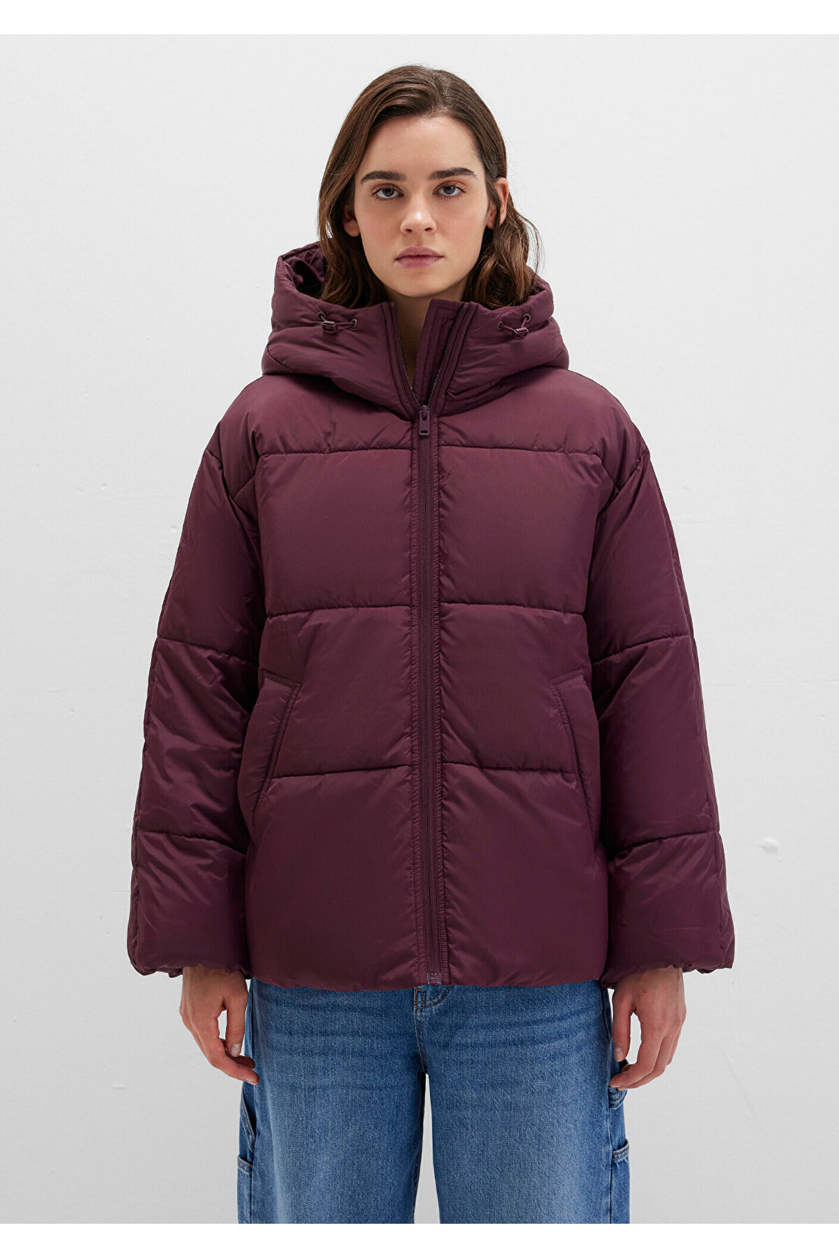 Mavi  Su İtici Kapüşonlu Bordo Şişme Mont 1110199-70434 - Görsel 5