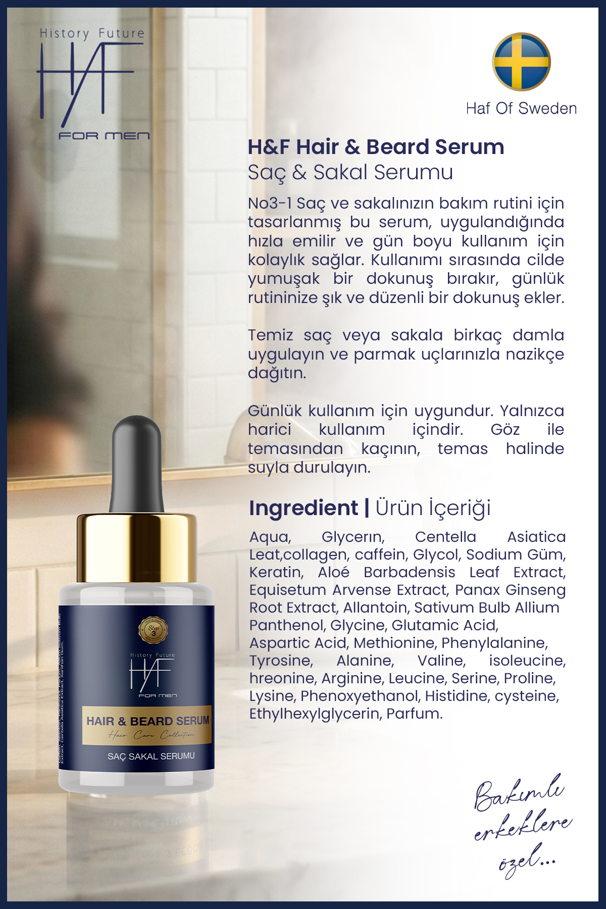 Saç Sakal Serumu Seyrek Ve Boş Bölge Doldurucu Gürleştirici Güçlendirici Besleyici 30 ml — HAF - HAİRBEARD SERUM — تصویر 7 از 9