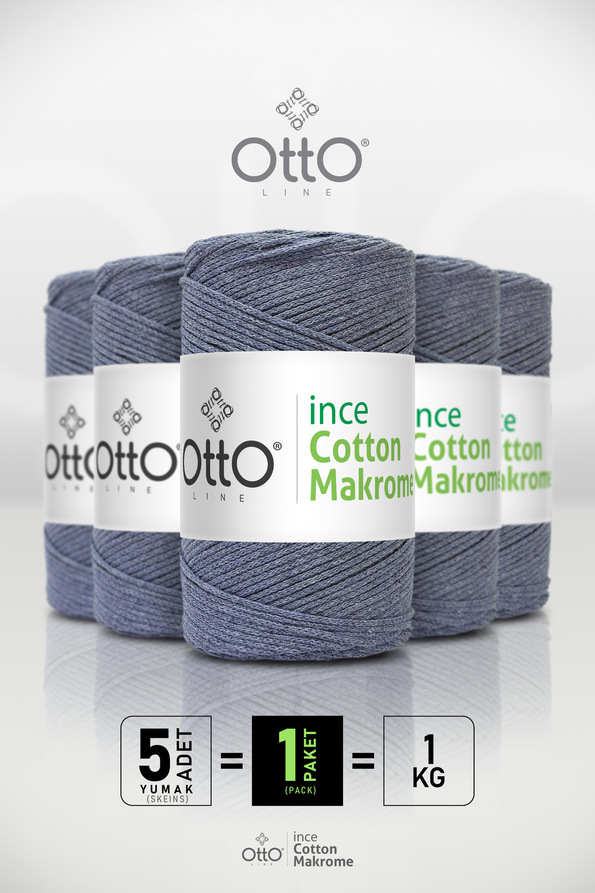 Thin Cotton Macrame - Indigo Blue - 5-Pack - 2mm/200gr/170m - Cotton Macrame, Accessory rope