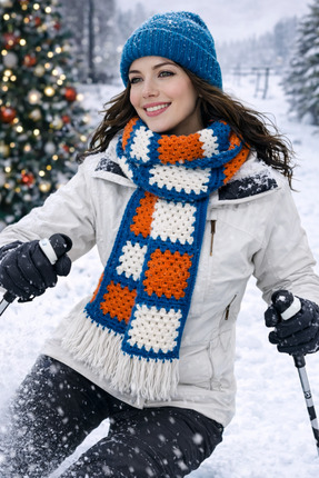 Perili Yün El Örgüsü Atkı Hediye Paketli Premium Quality-Termal Etkili-Extra ...