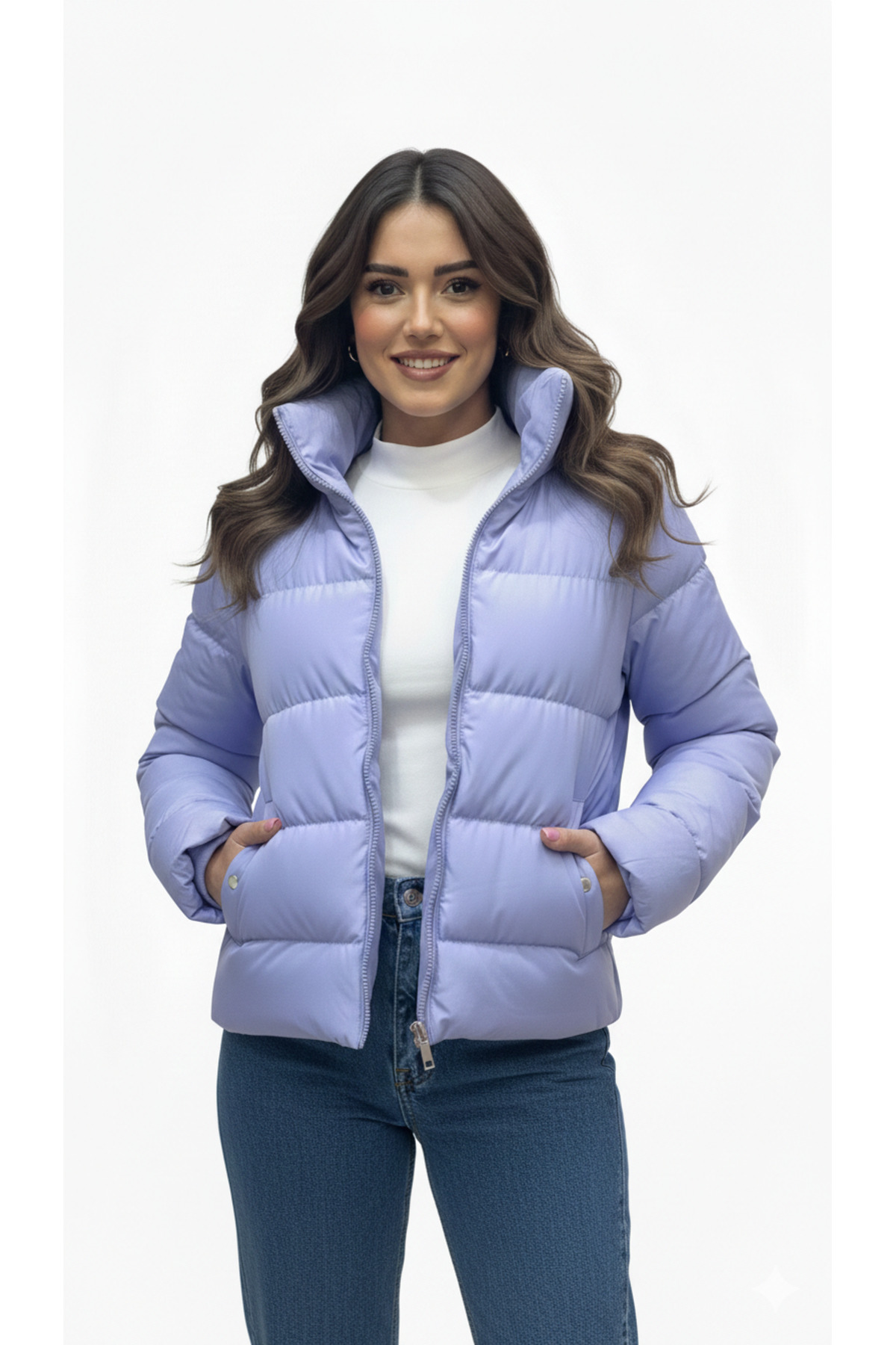 ALFUDO Moda Collection Дамско яке с висока яка и надуваеми ръкави