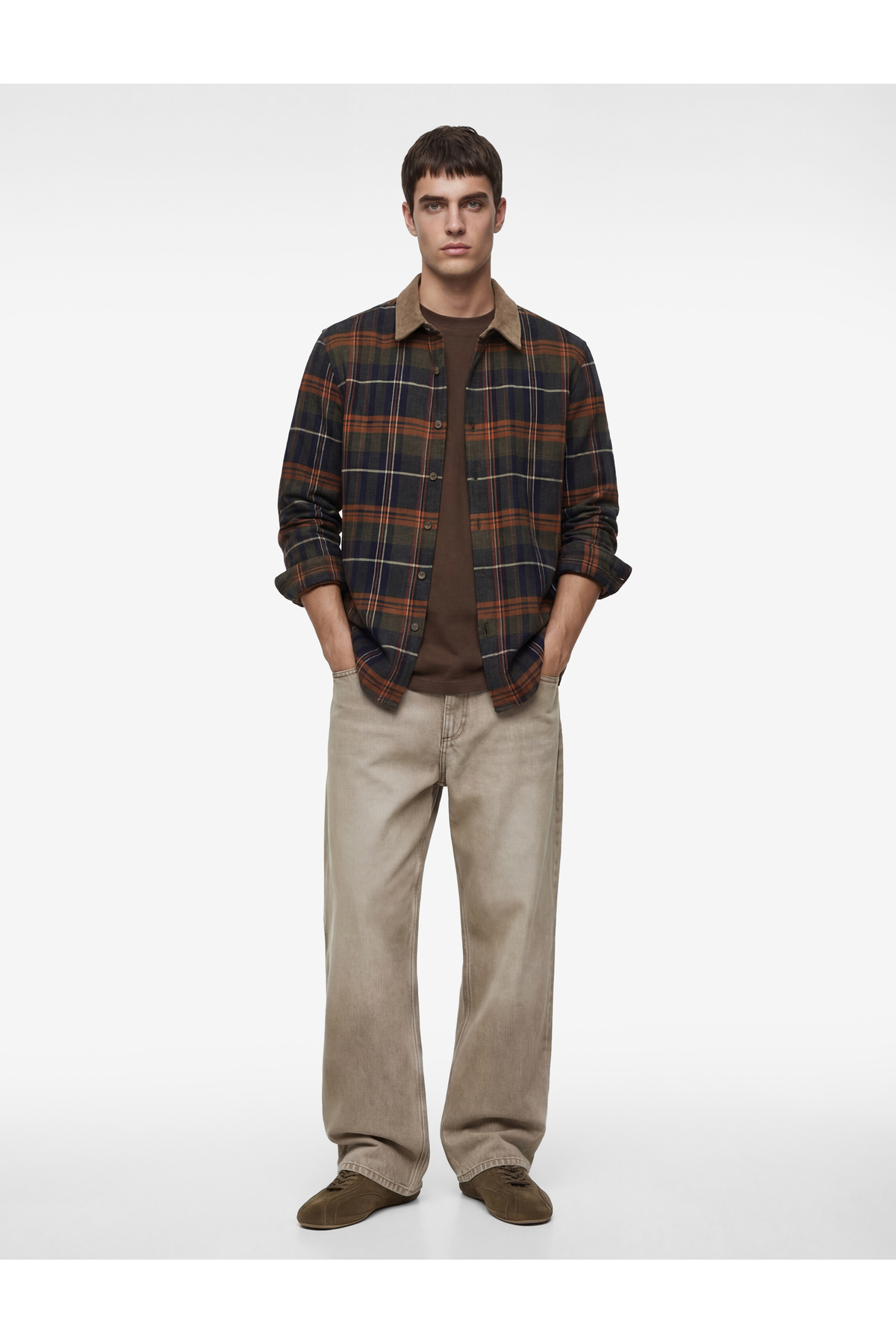 کوتون پیراهن مردانه یقه هفت کلاسیک آستین بلند معمولی