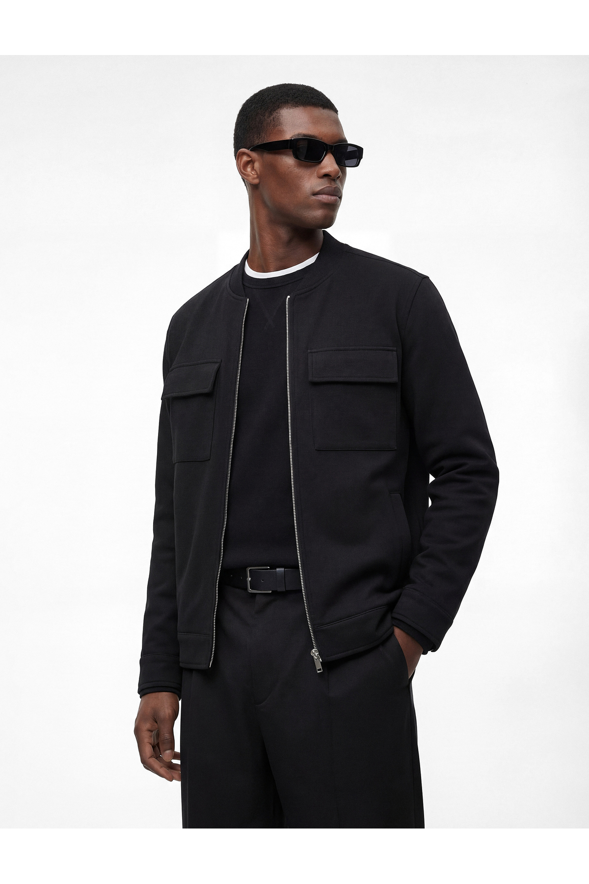 Koton Slim Fit Uzun Kollu Kapaklı Cepli Fermuarlı Kolej Yaka Bomber Ceket — مشکی 6SAM20005HK