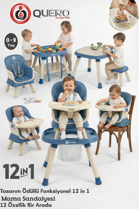 Quero Yummy 12in1 Mama Sandalyesi 12 Özellik Portatif Çalışma, Oyun Masalı Ço...