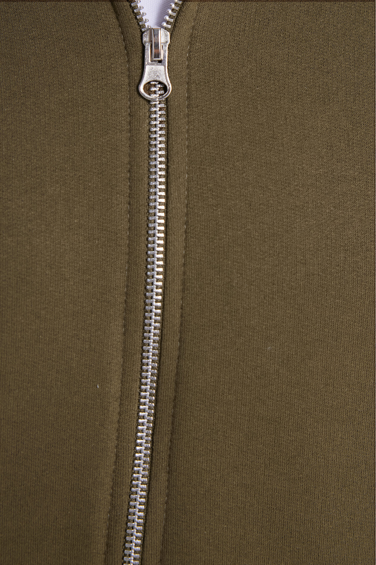 Tudors  Unisex Relax Fit Rahat Kesim Pamuklu İçi Polarlı Çift Cepli Tam Fermuarlı Haki Kapüşonlu Sweat - Görsel 3