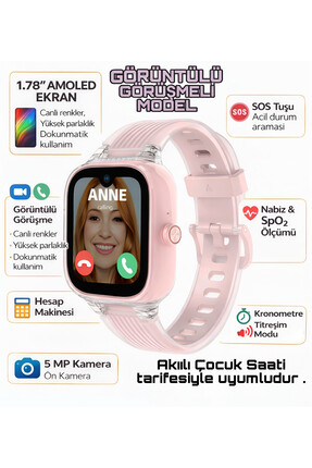 Onkatech LAGENİO K2 AMOLED GPS 4G 5MP Kamera Sim kartlı Akıllı Çocuk Saati (p...