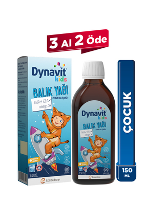 Dynavit Kids  Balık Yağı 150 mL - Çocuklar için 1300mg Balık Yağı, Omega-3, E...