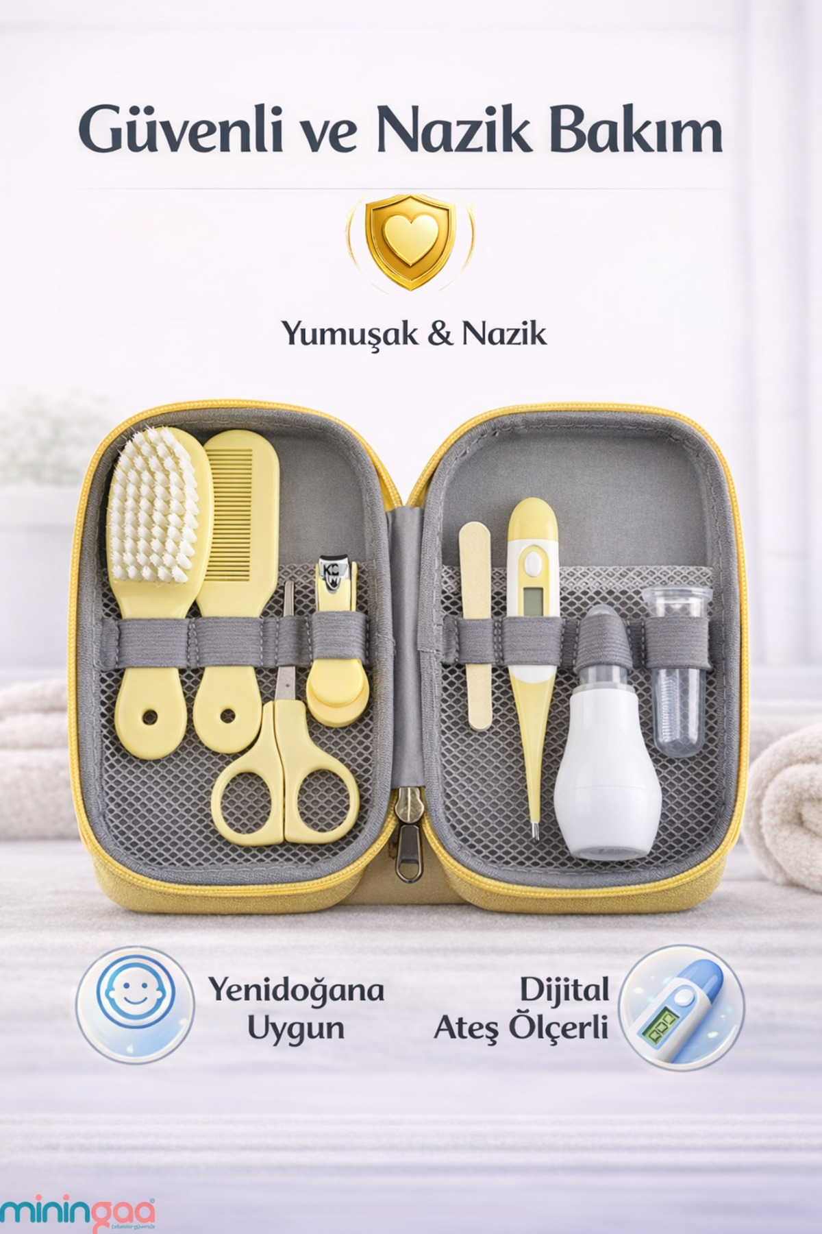 Miningaa 9 Parça Bebek Bakım Seti Anne Çantası İçin Düzenli Güvenli Seyahat Dostu Pembe Bakım Kiti fotoğrafı 2 (önizleme)