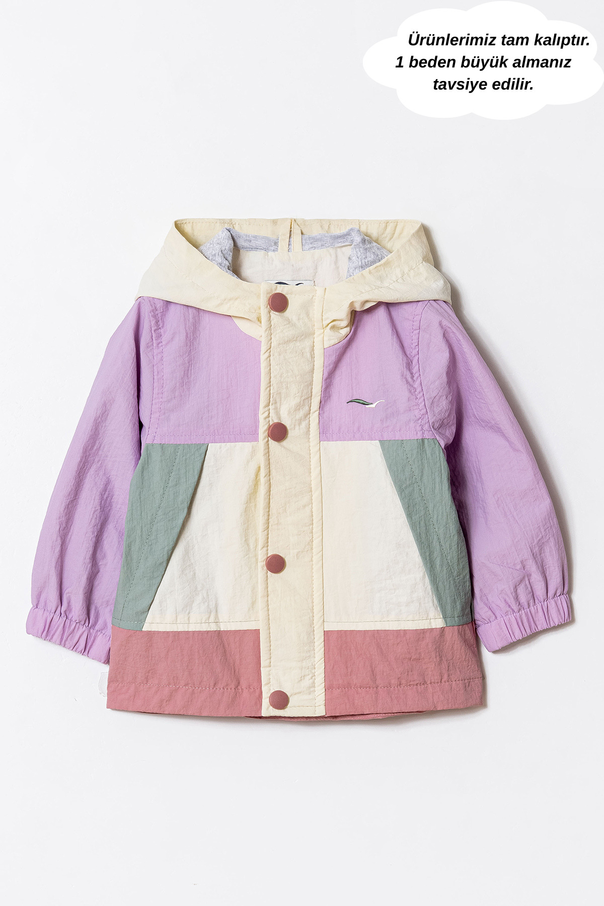 Verscon Kız Çocuk Kapüşonlu Astarlı Çıtçıt ve Fermuar Kapamalı Yağmurluk 1 - 5 Yaş fotoğrafı 2 (önizleme)