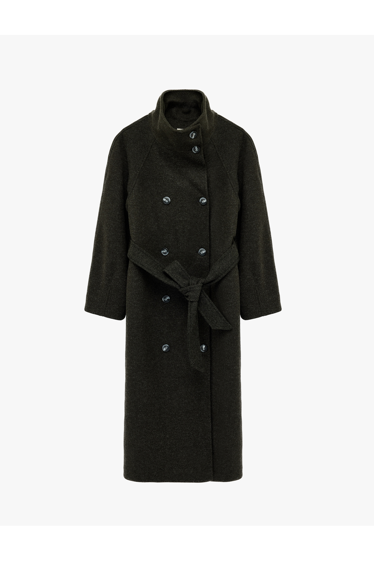 Koton  Uzun Kollu Cepli Kruvaze Dik Yaka Kemerli Uzun Kaşe Kaban - Görsel 3