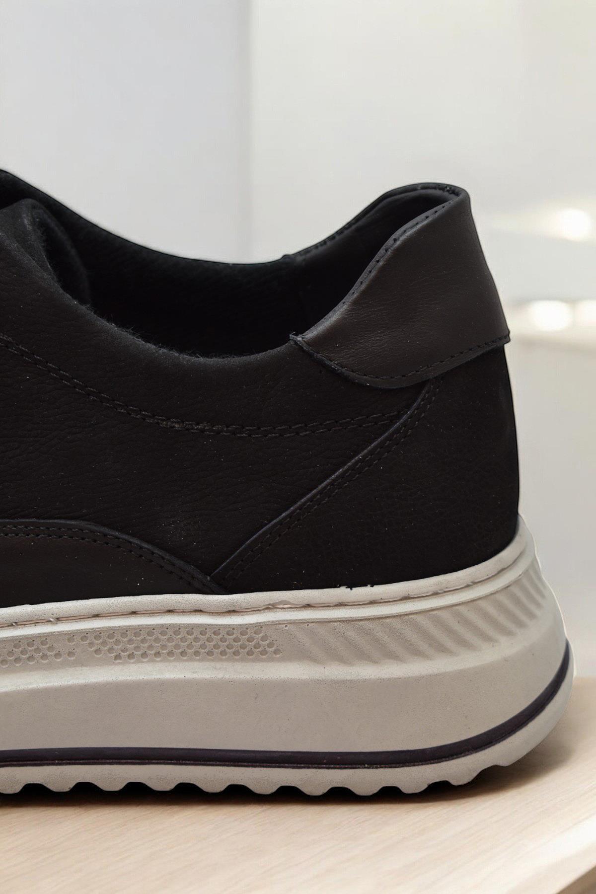 ISPARTALILAR  TAB835 Ortopedik Taban Hakiki Deri Nubuk Siyah Erkek Ayakkabı Günlük Erkek Ayakkabı - Görsel 7