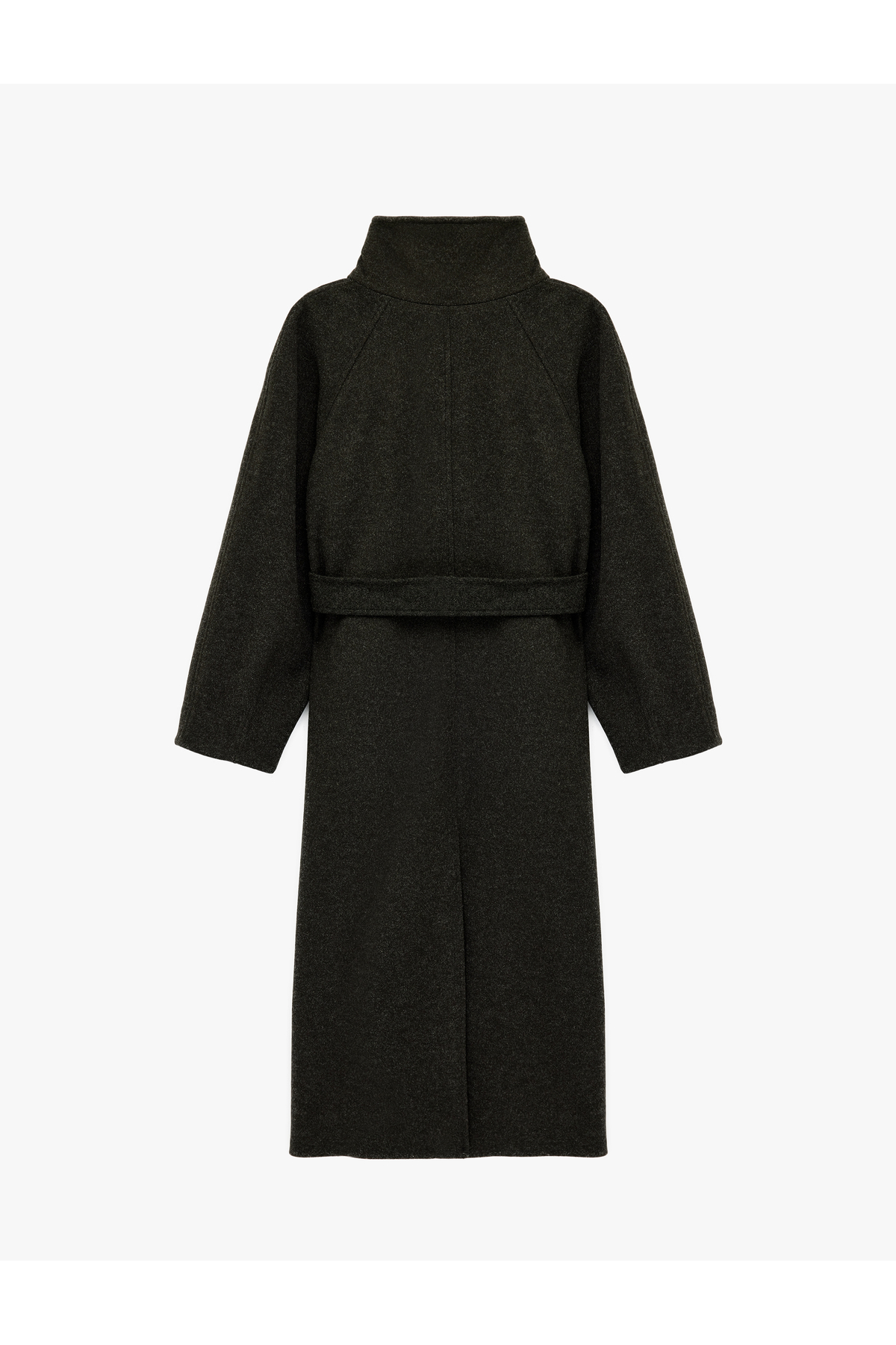 Koton  Uzun Kollu Cepli Kruvaze Dik Yaka Kemerli Uzun Kaşe Kaban - Görsel 4