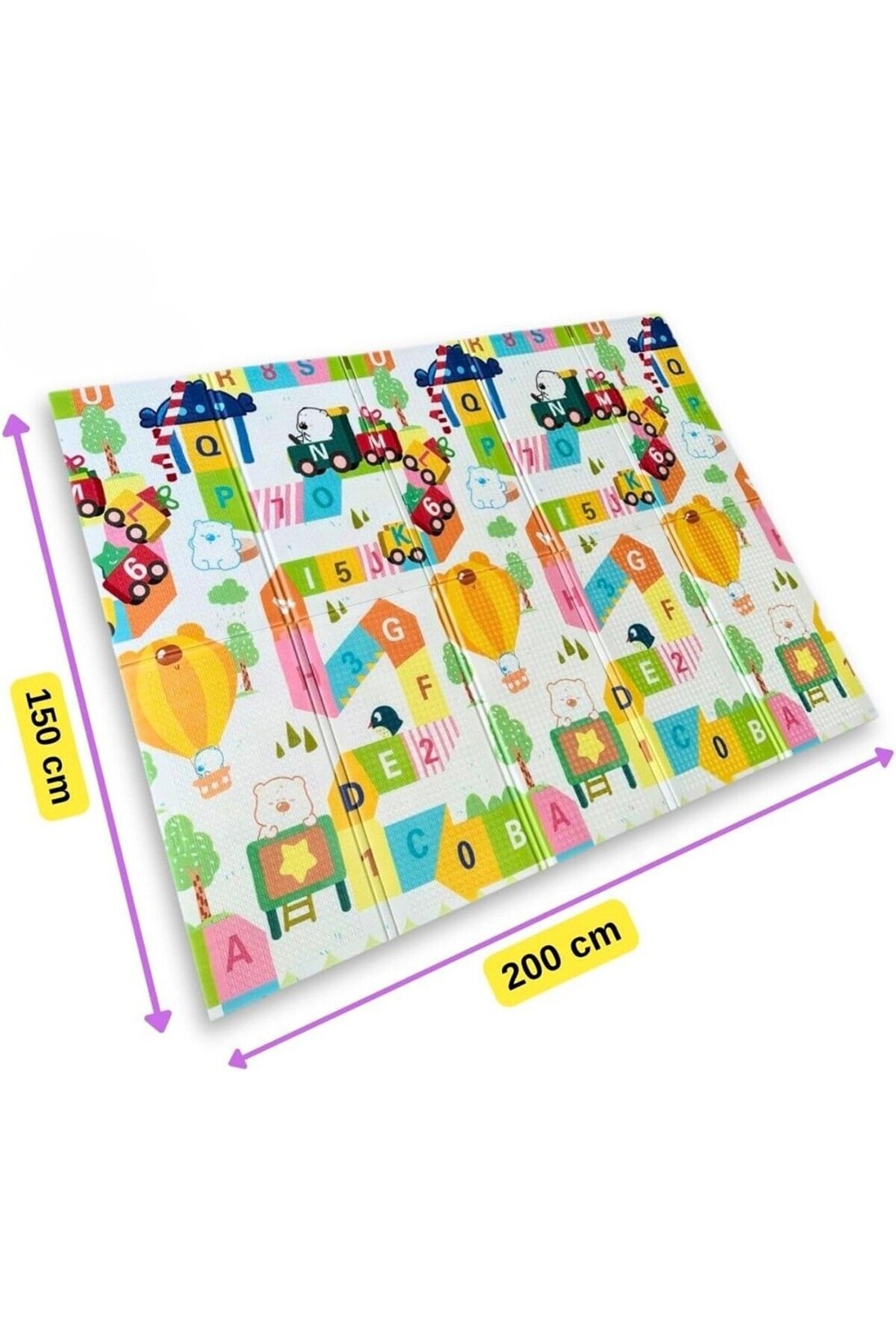 DELT Premium Katlanabilir Çift taraflı çocuk bebek Oyun Matı Harfler (150*200 CM*1 CM Kalınlık)- ÇANTALI fotoğrafı 7 (önizleme)
