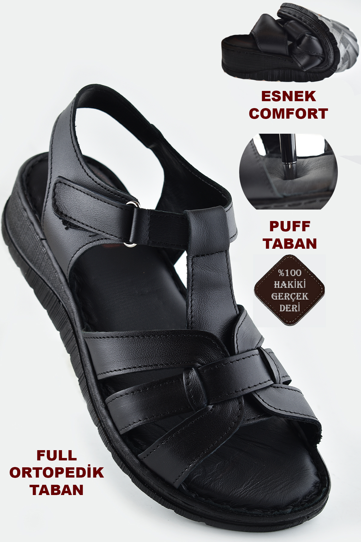 ISPARTALILAR  8150 TAM ORTOPEDİK Hakiki Deri Kadın Sandalet Deri Sandalet İvazn