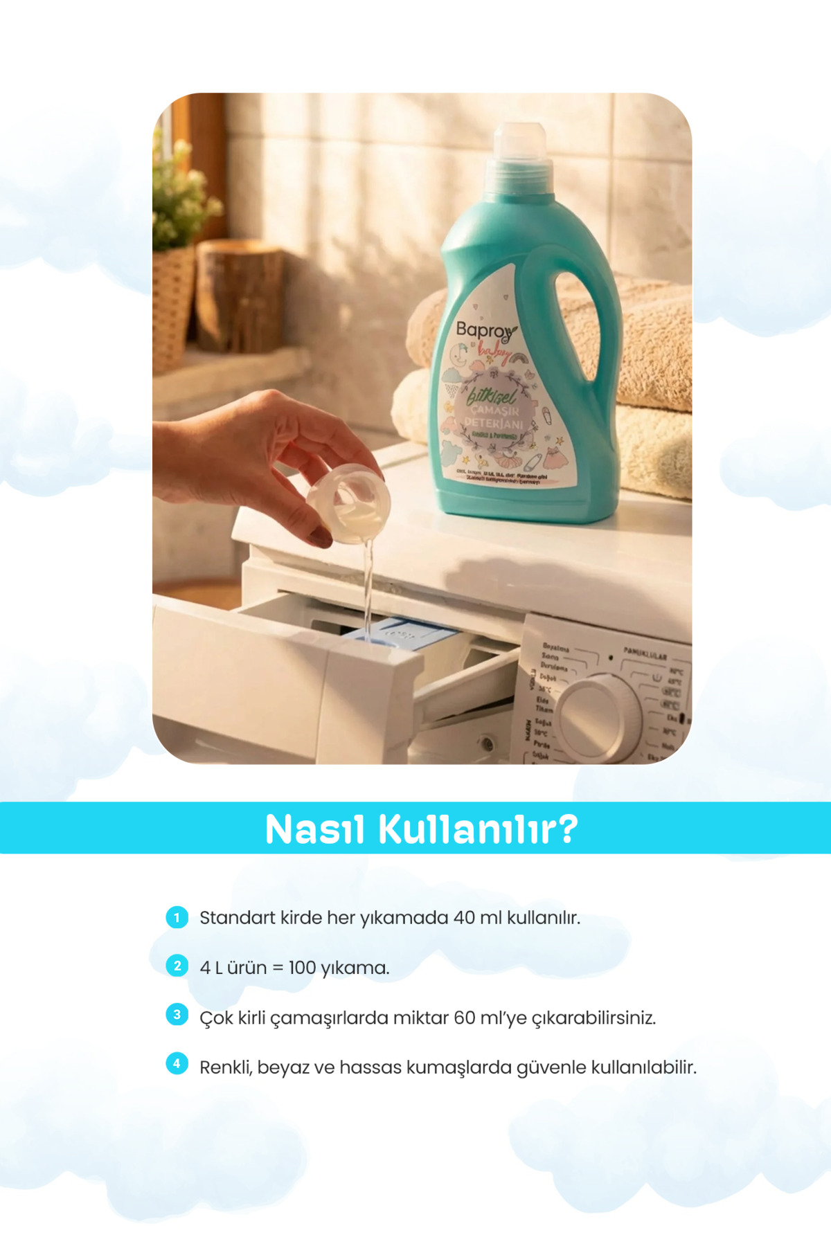 Baproy Baby 2 Lt Bebekler Için Bitkisel Çamaşır Deterjanı fotoğrafı 3 (önizleme)