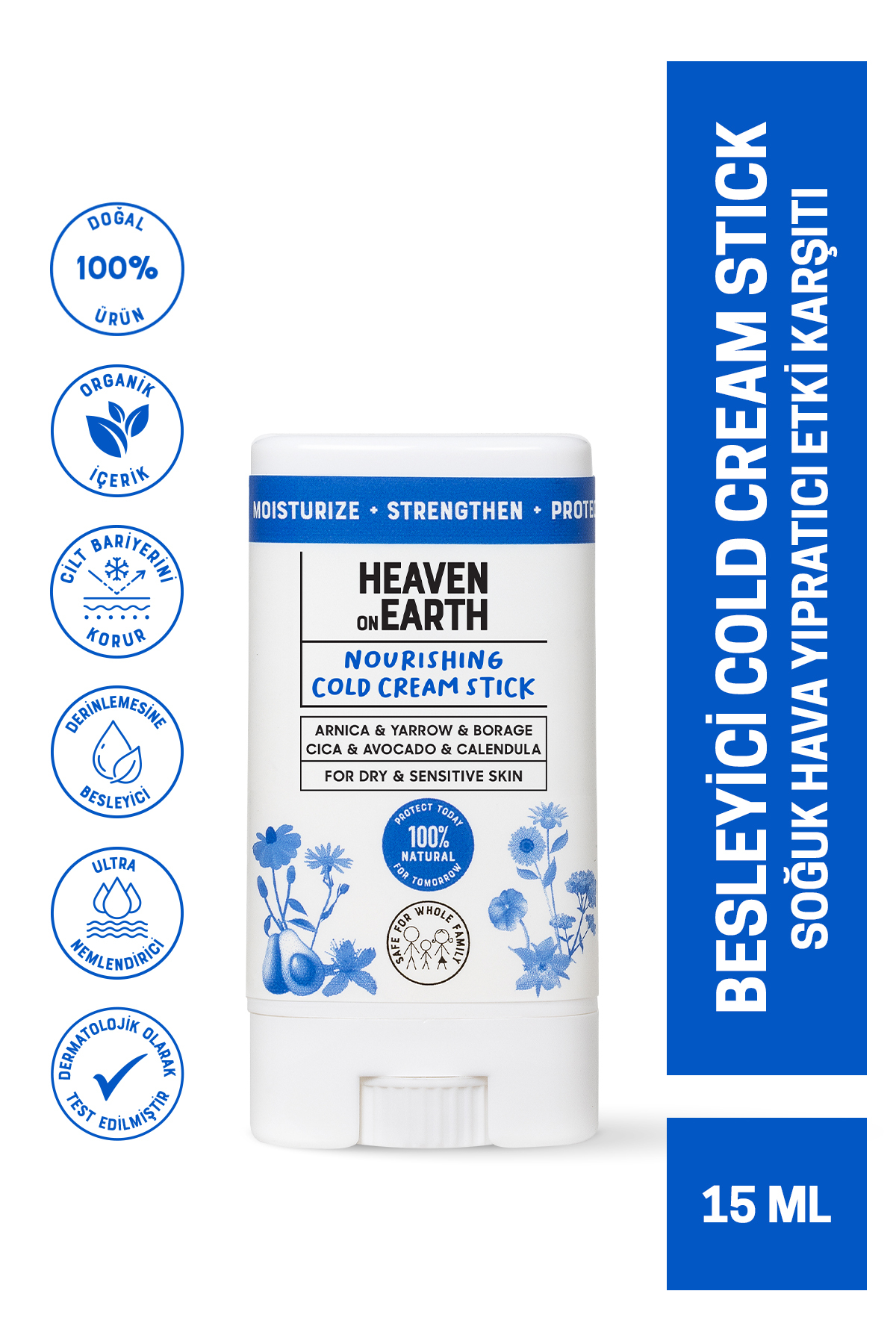 Heaven on Earth Besleyici Cold Cream Stick- Soğuk Hava Yıpratıcı Etki Karşıtı - %100 Doğal ve Organik içerikli 15ml - Fiyatı, Yorumları