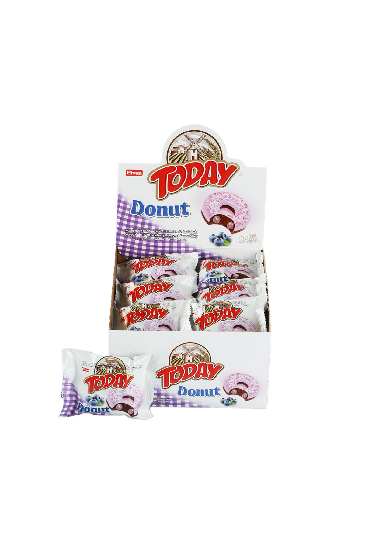 Elvan TODAY Donut Kek Yabanmersinli 35Gr. 24 Adet (1 Kutu