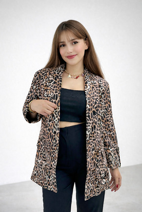 RESSHO Kadın Oversize Kruvaze Blazer Ceket