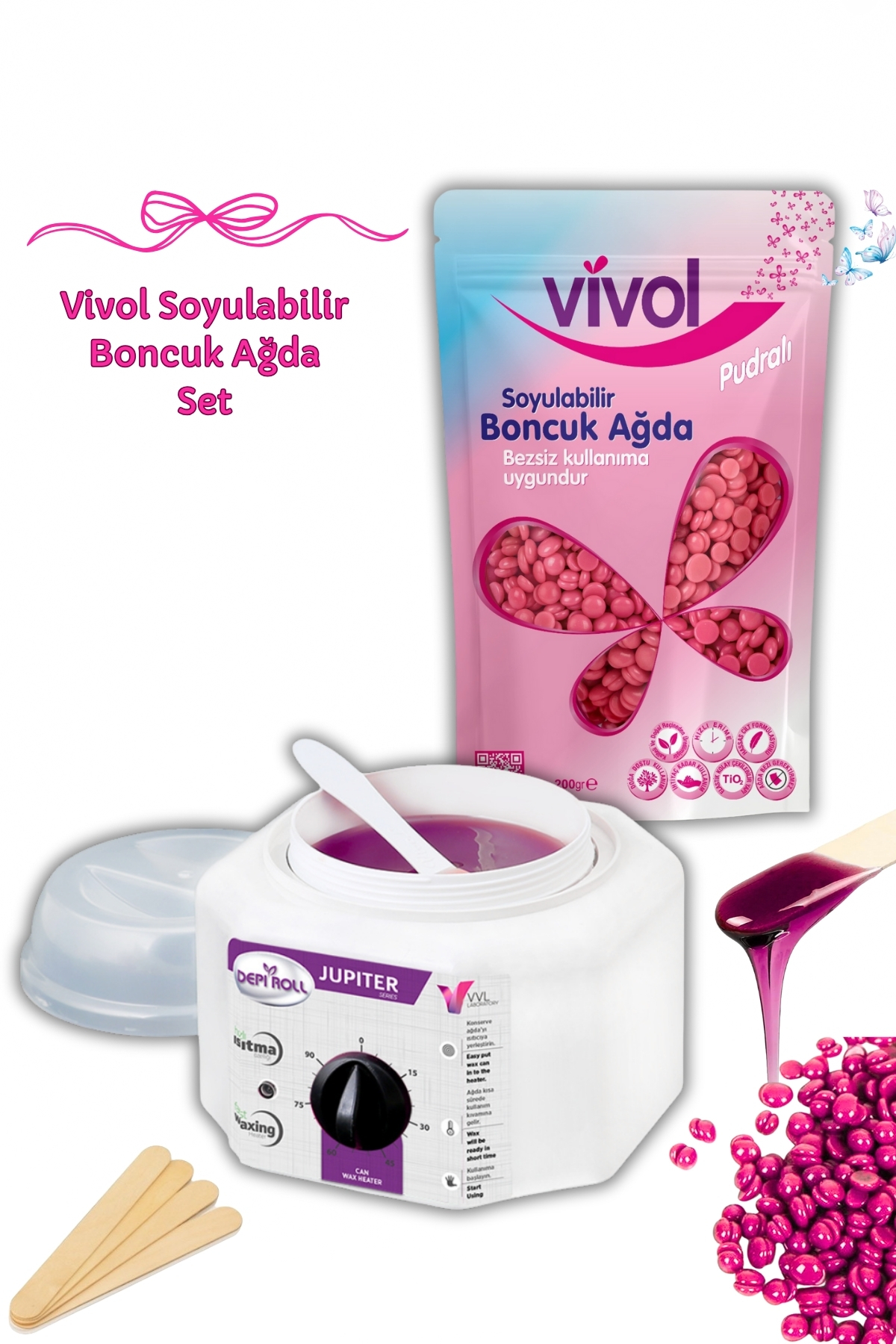 Vivol 2 Yıl Garantili Isıtıcı Makine Hediye Pudralı Boncuk Ağda 4 Spatula - Fiyatı, Yorumları