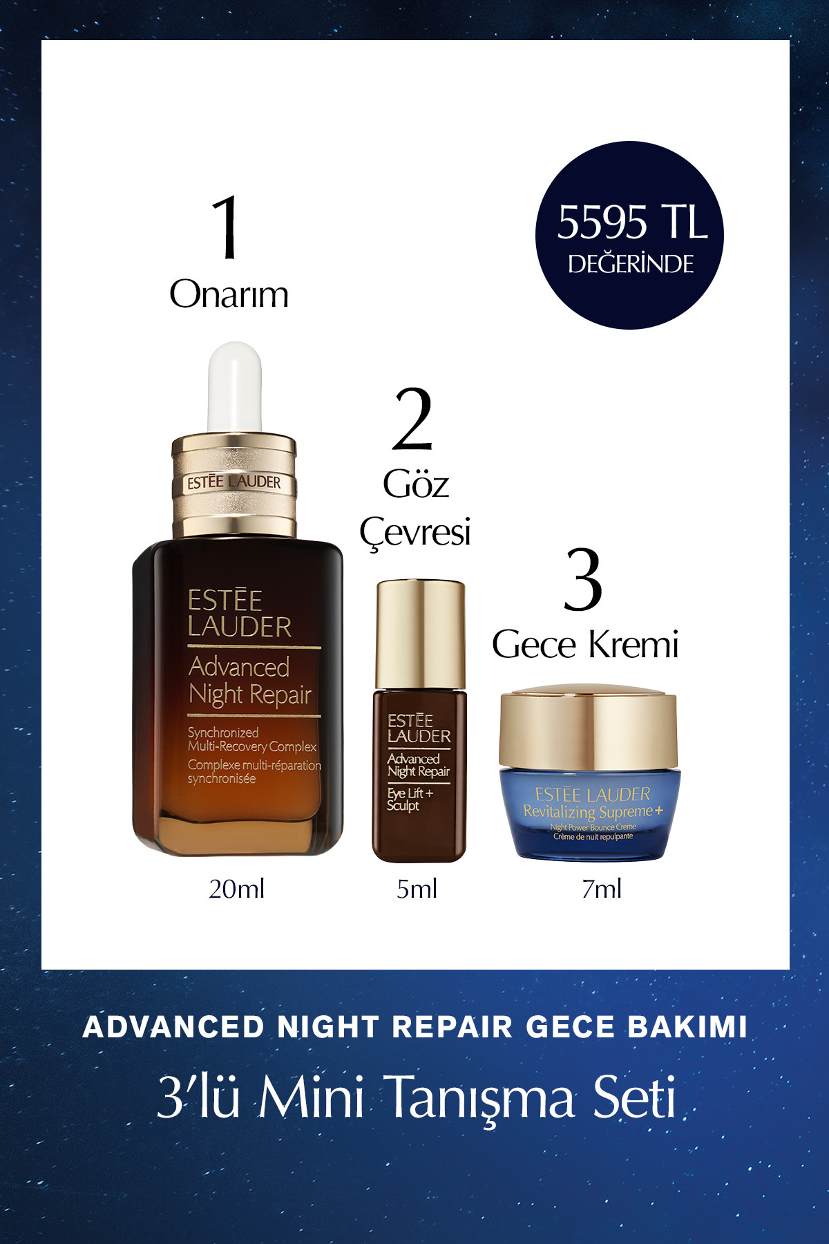 Estee Lauder Advanced Night Repair Gece Bakımı 3'lü Tanışma Seti - Serum 20ml + Göz Kremi 5ml + Gece Kremi 7ml — GDD601