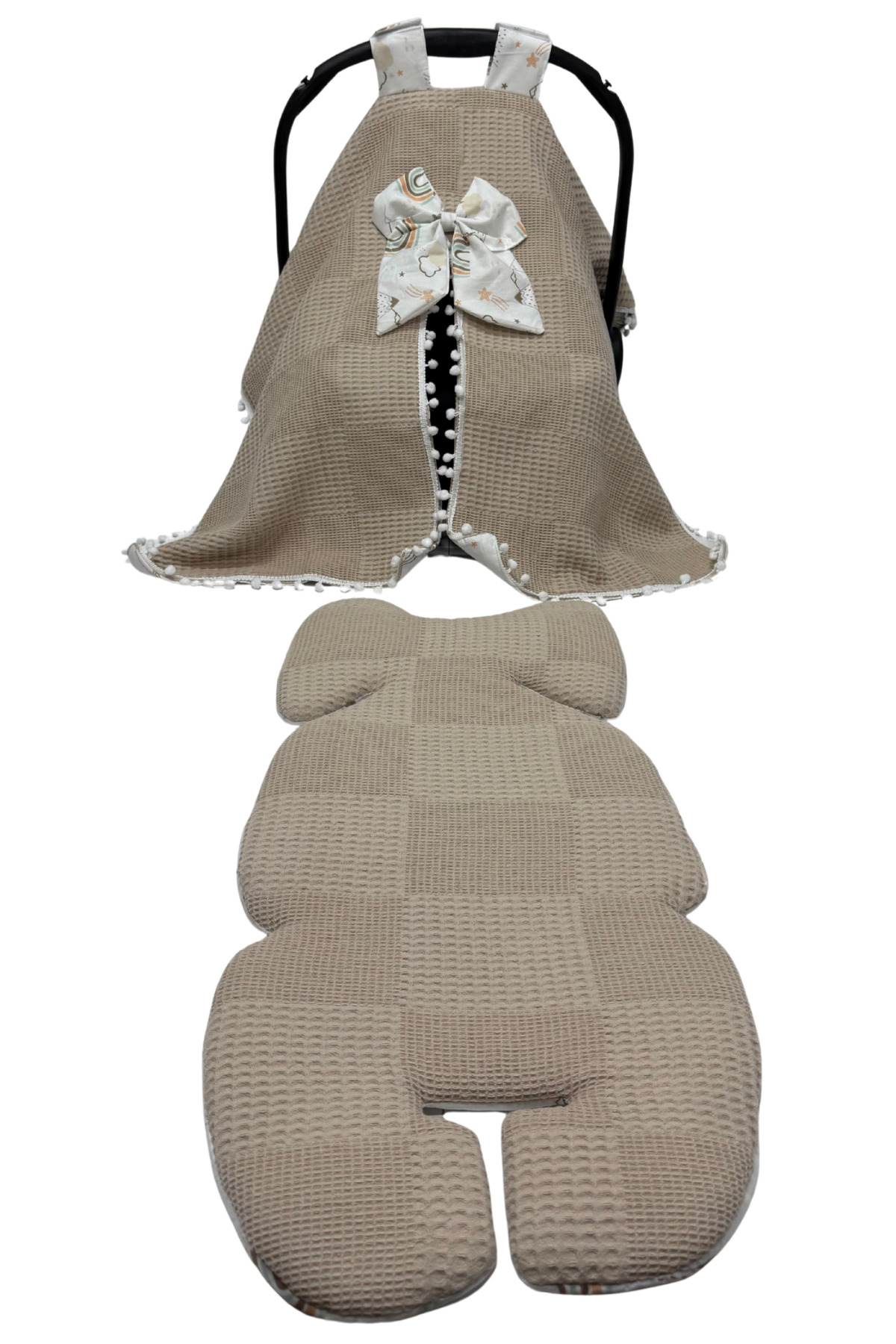 Happy Baby Dikiş Atölyesi 10’lu Babynest Puset Örtüsü Alt Açma Emzirme Yastığı Emzirme Önlüğü Ana Kucağı Waffle Pamuklu fotoğrafı 6 (önizleme)