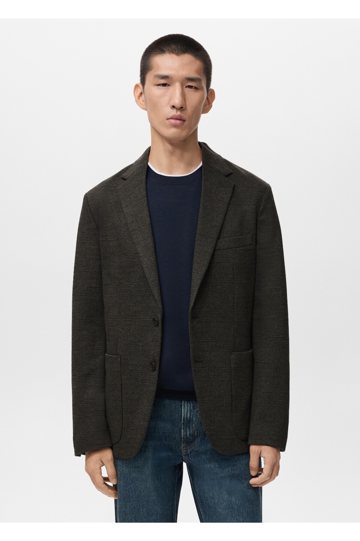 مانگو ژاکت بلیزر باریک و ریزبافت