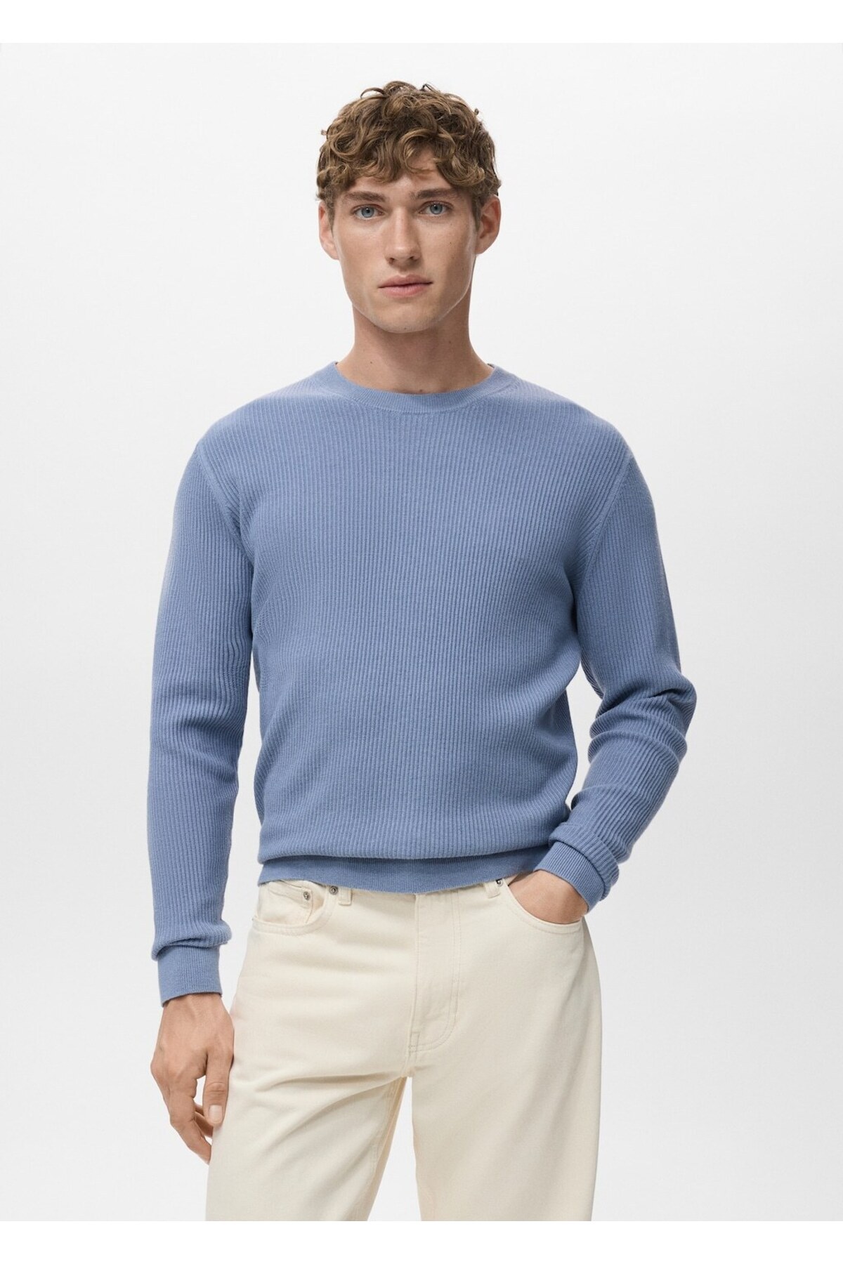 مانگو ژاکت نخی بافتنی دنده ریز