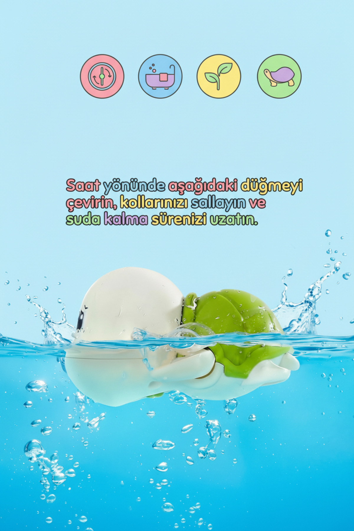Birlik Oyuncak Kurmalı Kaplumbağa Bebek Banyo Oyuncağı – Suda Yüzen Sevimli Su Oyunu El Göz Gelişim Oyuncağı fotoğrafı 3 (önizleme)
