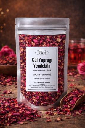 TOS The Organic Spices Gül Yaprağı 50 gr Yenilebilir (1. KALİTE) Rosa Centifo...
